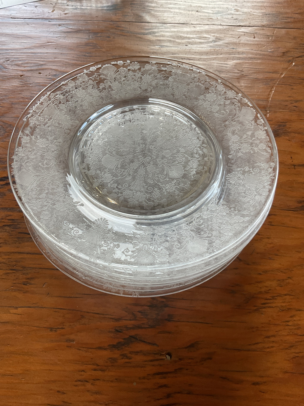 Duncan & Miller First Love Etched Crystal Dinner Plates Set of 7 Vintage