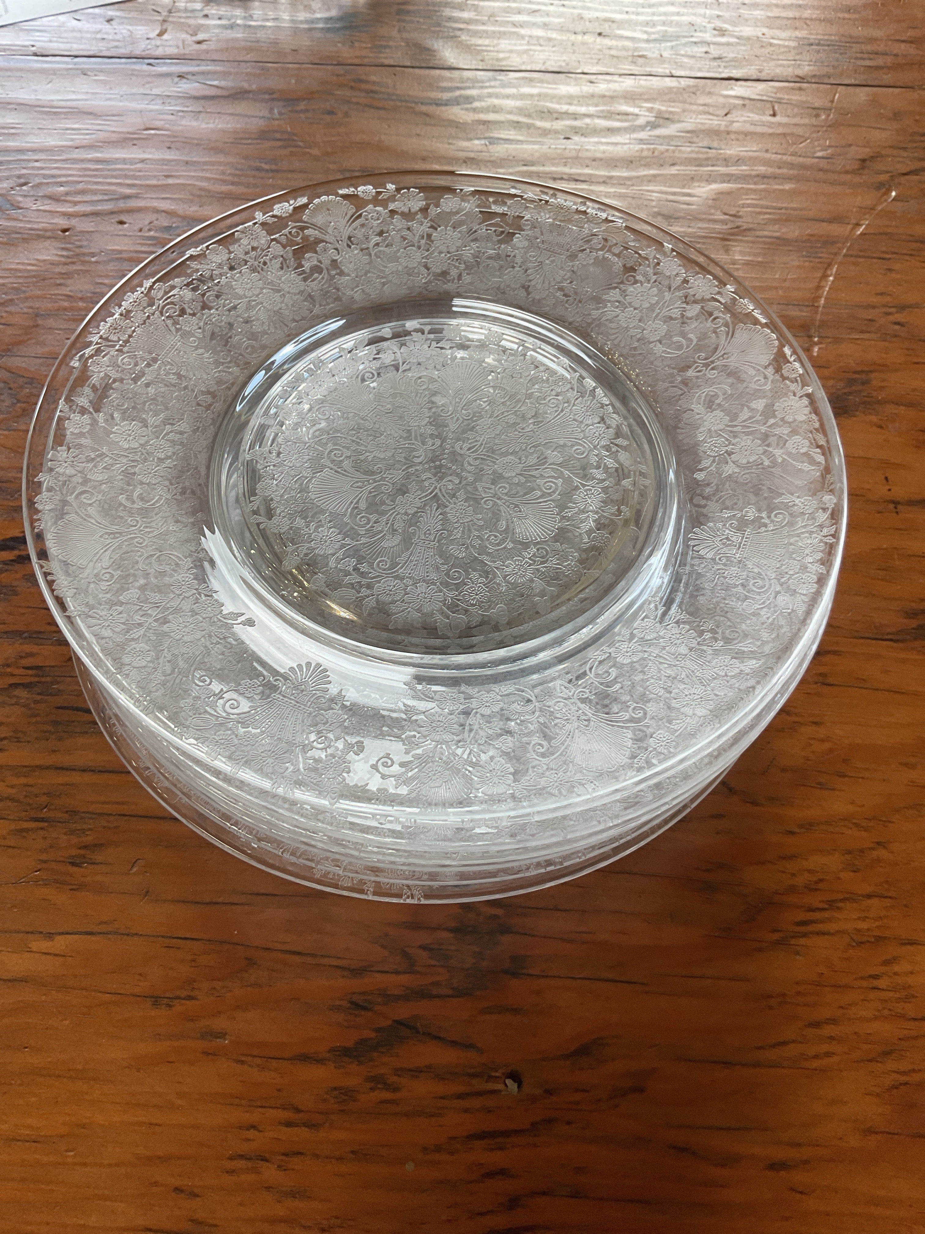 Duncan & Miller First Love Etched Crystal Plates Set of 7