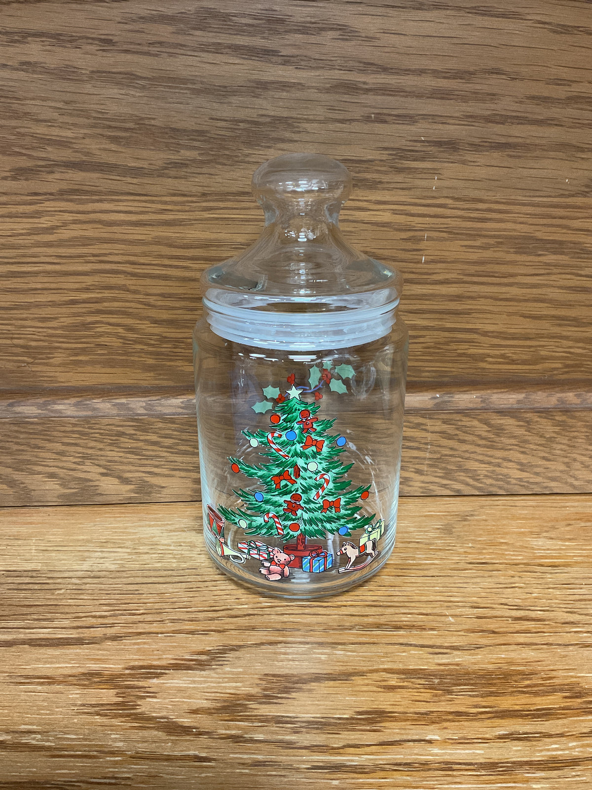 Vintage Luminarc Apothecary Christmas Tree Storage Jar w/ Lid