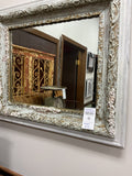 Distressed White Ornate Mirror