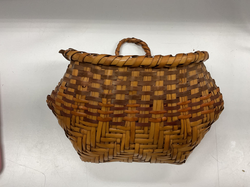 Vintage Handwoven River Cane Basket Primitive Rustic Farmhouse Decor