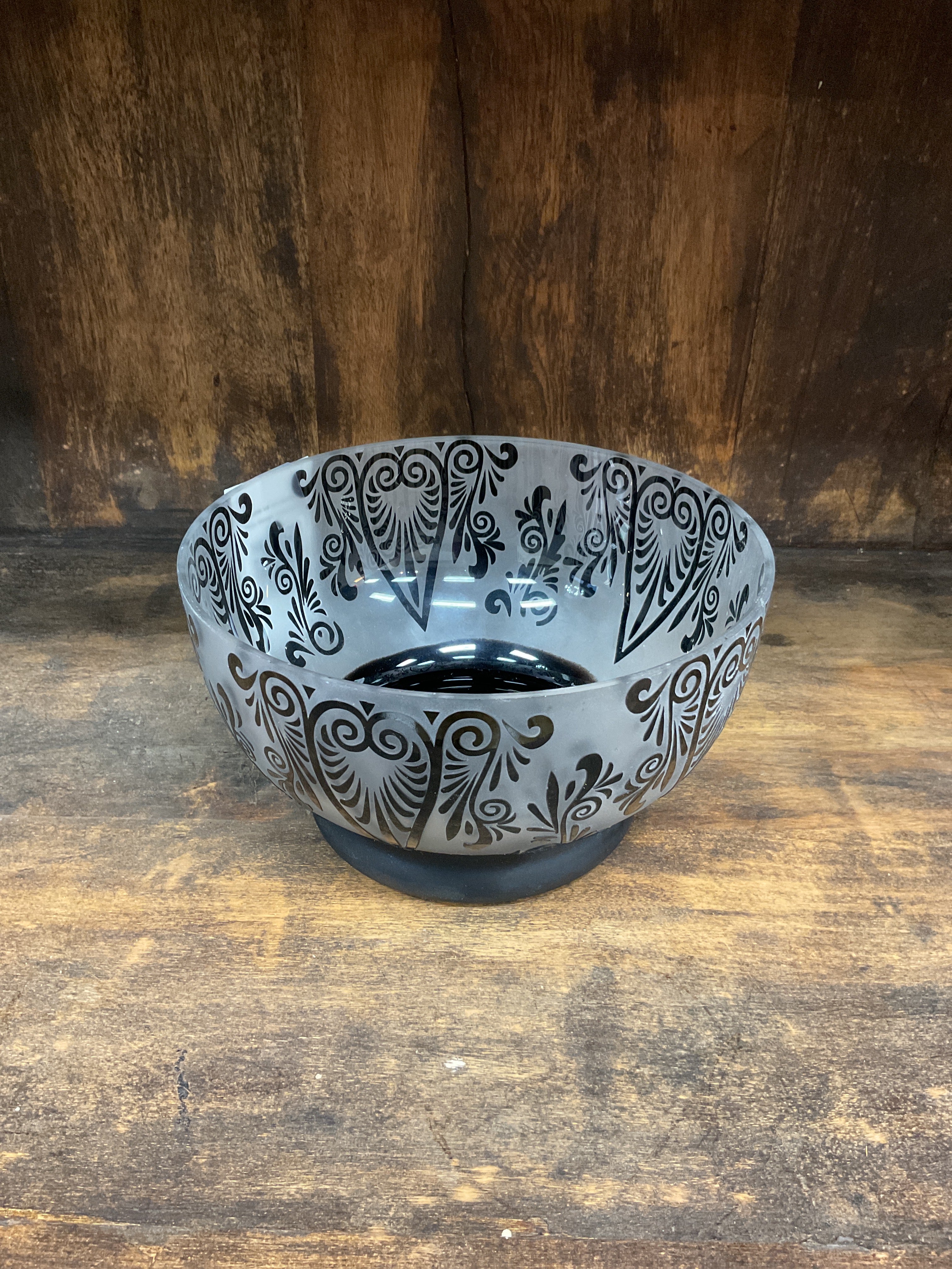 Decorative Black & White Glass Bowl