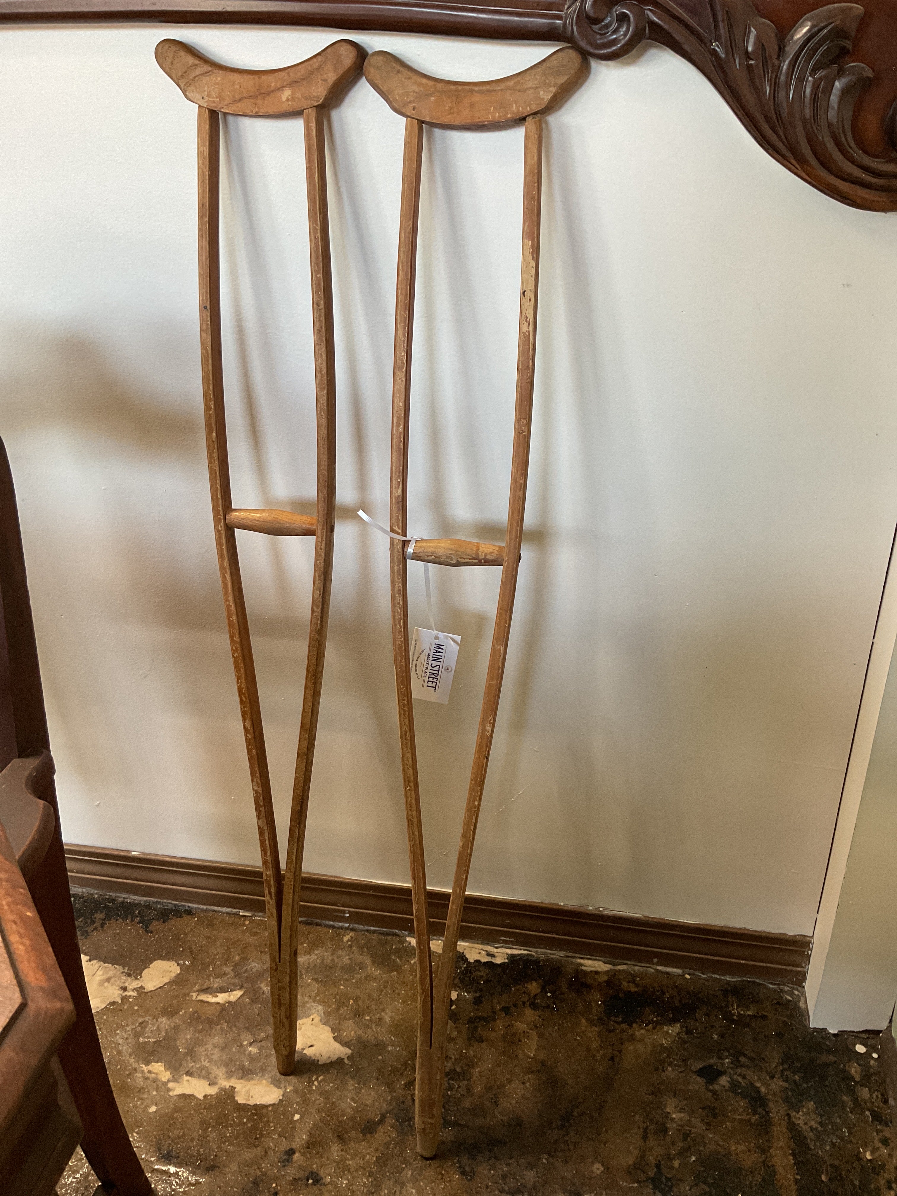Vintage / Antique Circa Late 1800's Wooden Crutches Wooded Medical