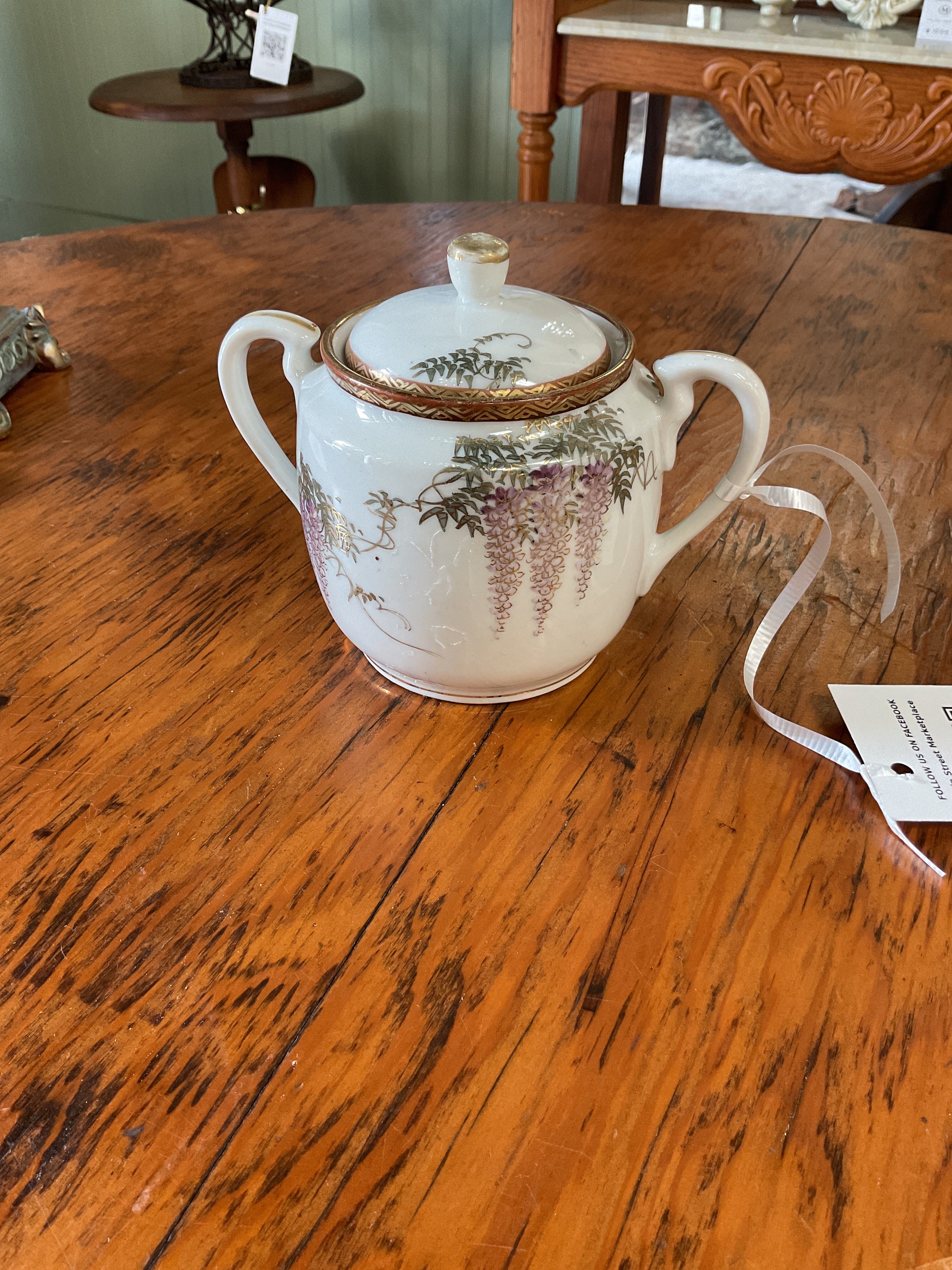 Antique Meiji Period Japanese Satsuma Autumn Tea 19th Century Wisteria