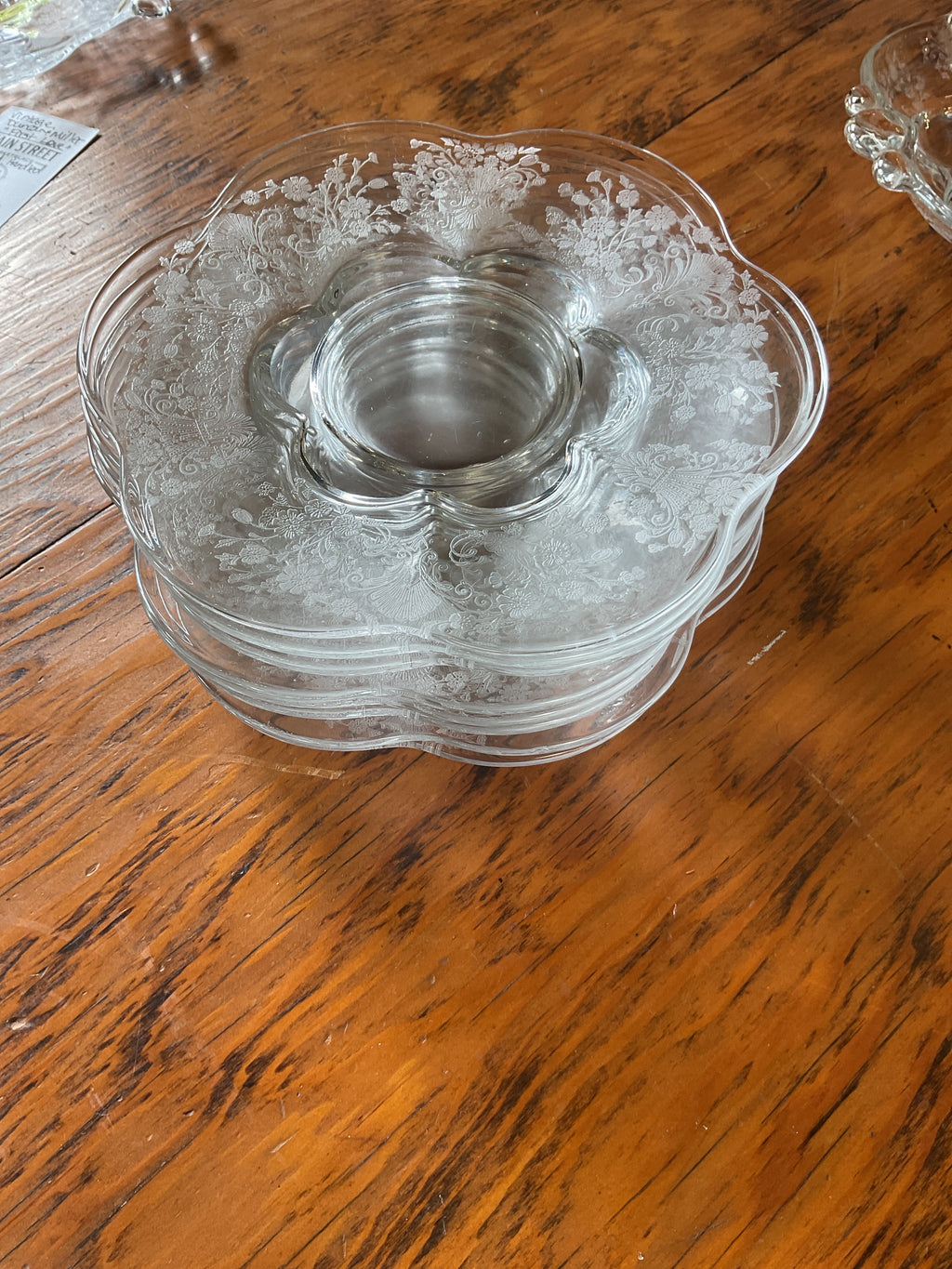 Duncan & Miller First Love Etched Crystal Salad Plates Set of 8 Vintage USA