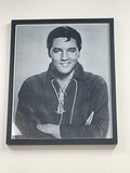 Elvis Presley Framed 16x20 Black & White Portrait Print in Black Frame Wall Art