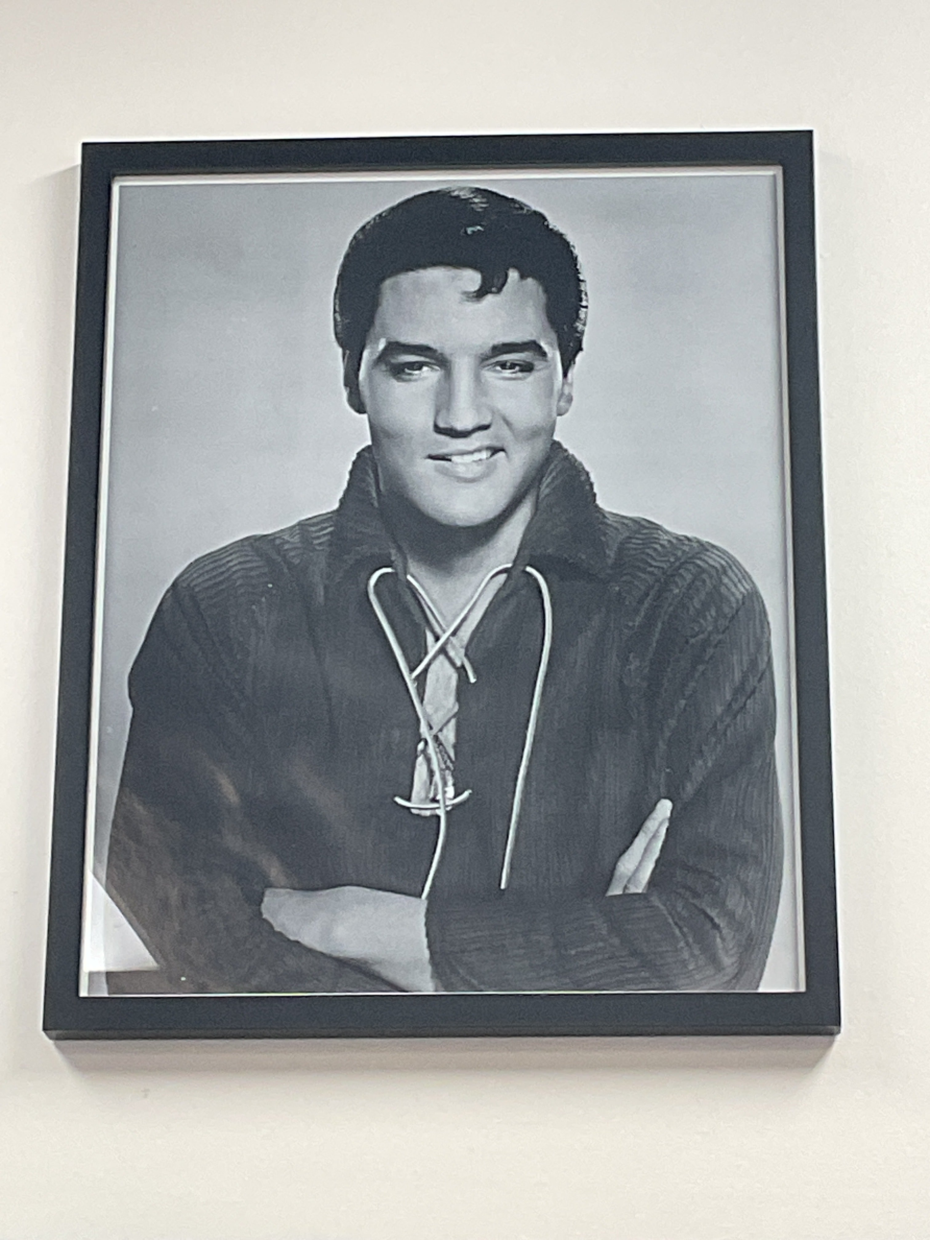 Elvis Presley Framed 16x20 Black & White Portrait Print in Black Frame Wall Art