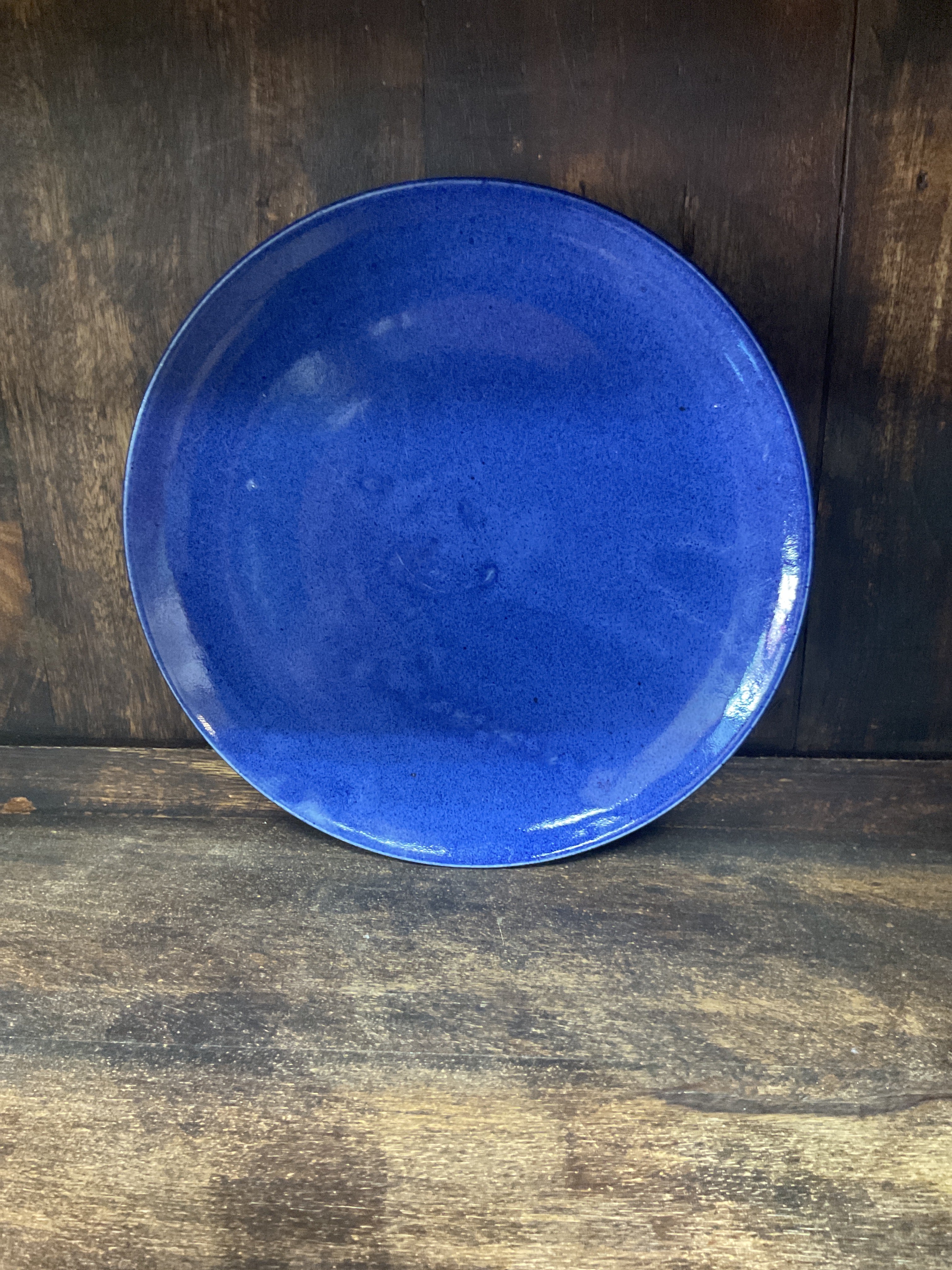 Vintage Cobalt Blue Studio Pottery Dinner Plate 10.5" Handmade Stoneware