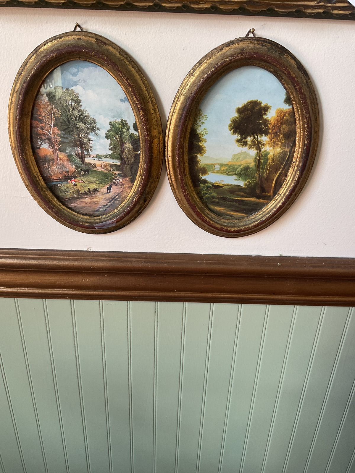Vintage Florentia Oval Art print Pair