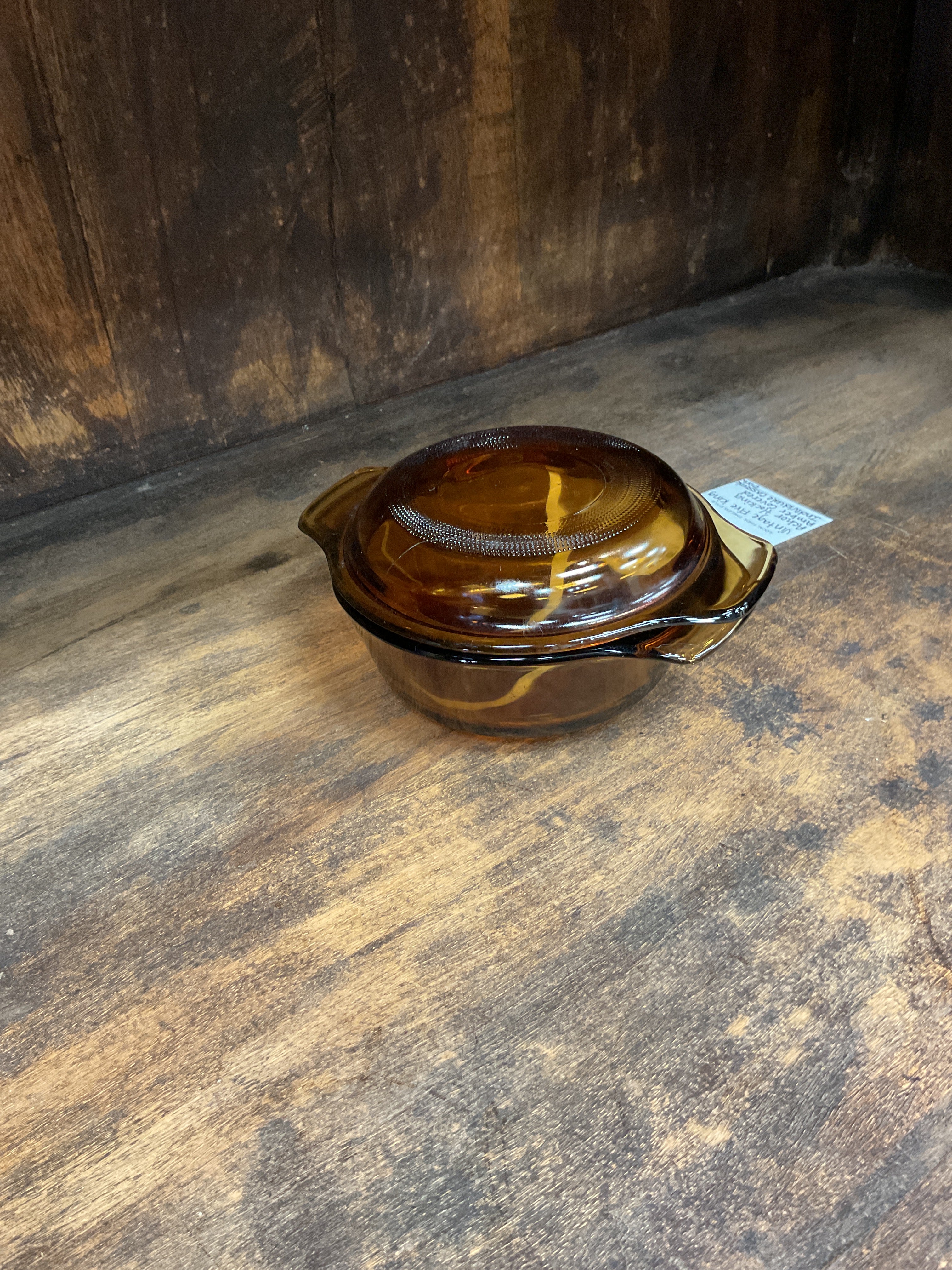 Amber Glass Bowl with lid