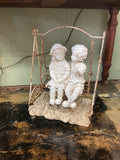 Concrete Boy & Girl On Swing Garden Ornament