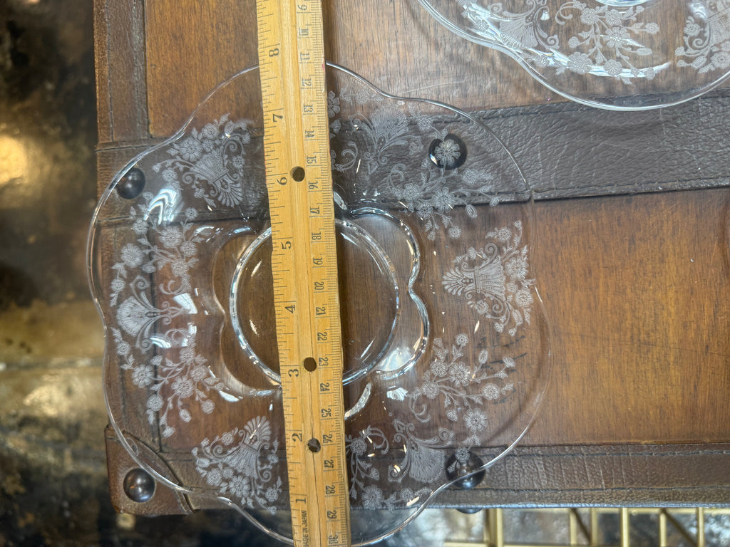 Duncan & Miller First Love Etched Crystal Salad Plates Set of 8 Vintage USA