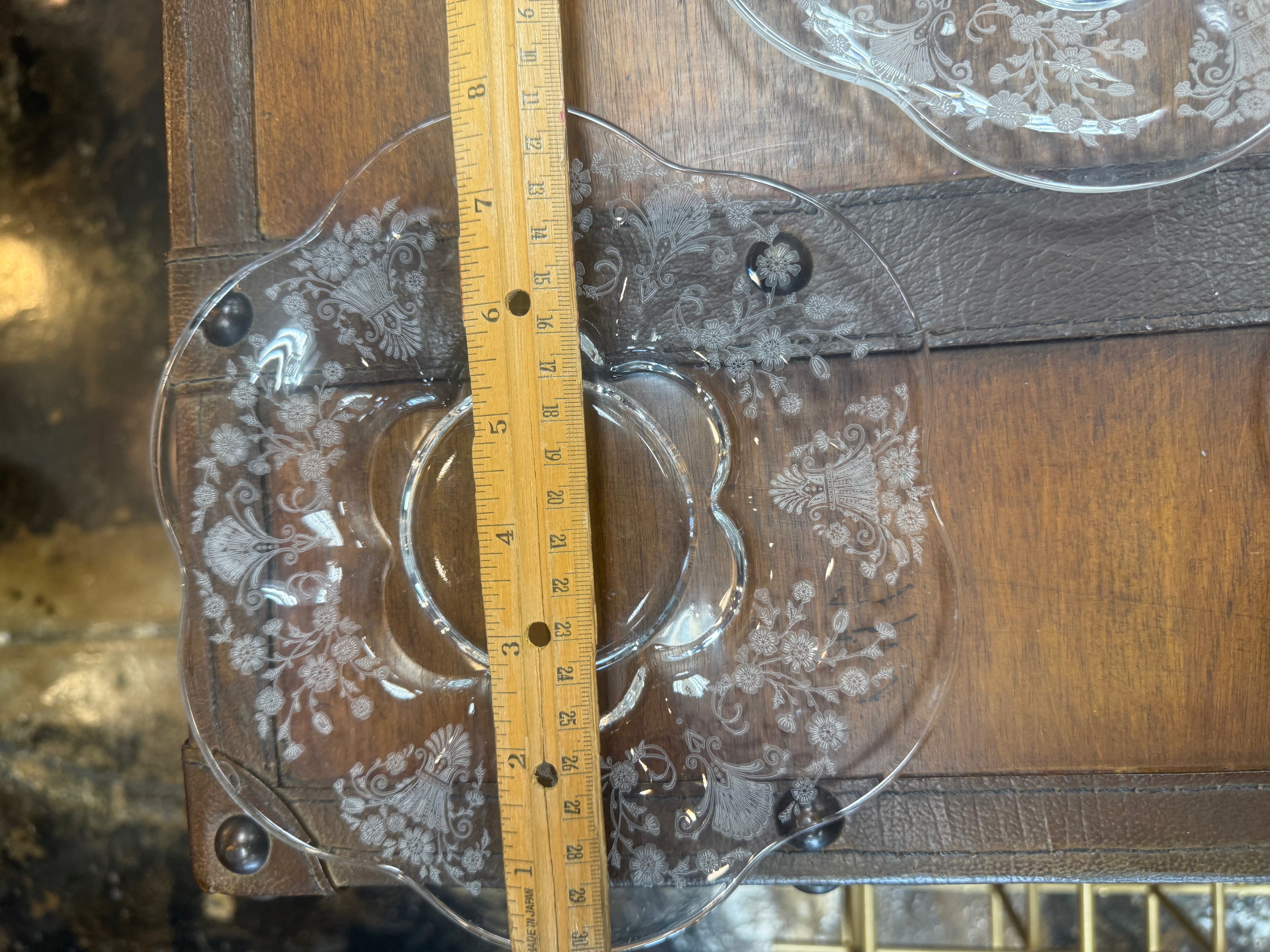 Duncan & Miller First Love Etched Crystal Salad Plates Set of 8 Vintage USA