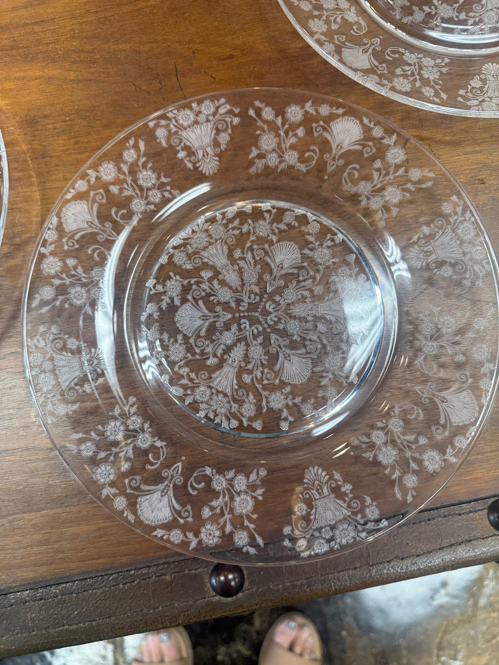 Duncan & Miller First Love Etched Crystal Dinner Plates Set of 7 Vintage