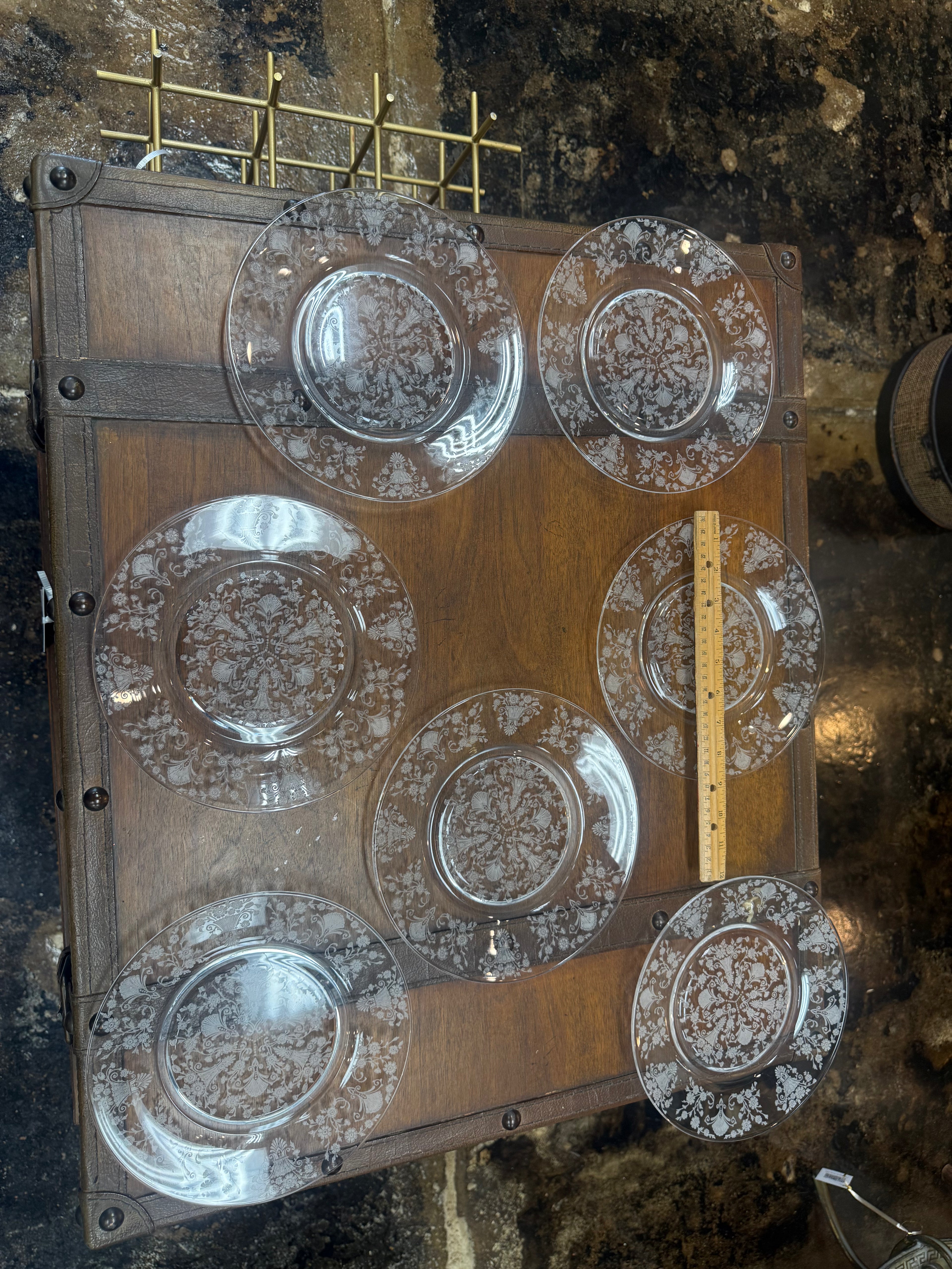 Duncan & Miller First Love Etched Crystal Dinner Plates Set of 7 Vintage