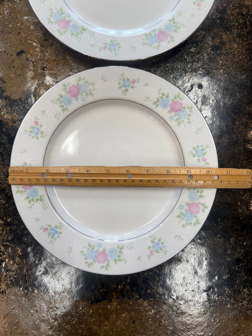 Vintage Prestige China Garden Dinner Plates Set of 9 Pink Blue Floral 10.5"