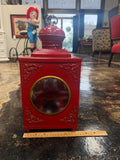Vintage Red Metal Lantern Candle Holder Decorative Farmhouse Rustic Lantern