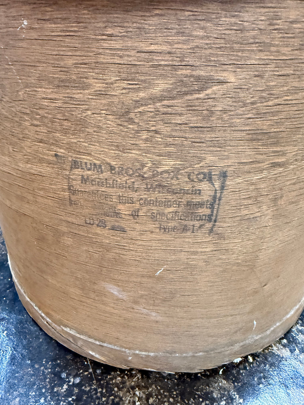 Antique Blum Bros Marshfield WI Round Cheese Box Fiber Shipping Drum w/Lid