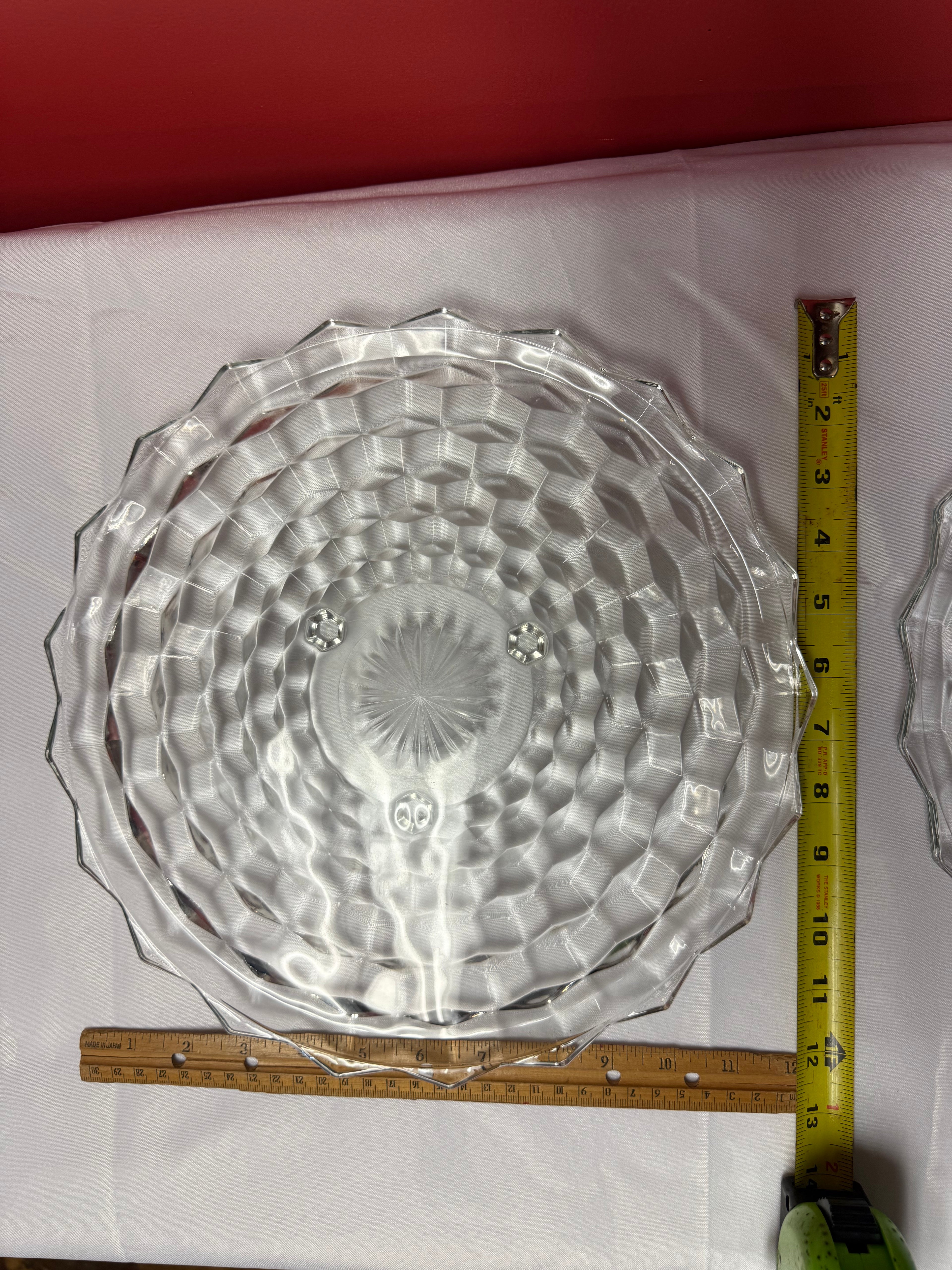 Vintage Fostoria American Clear Crystal Round Platter 12" Cube Pattern USA