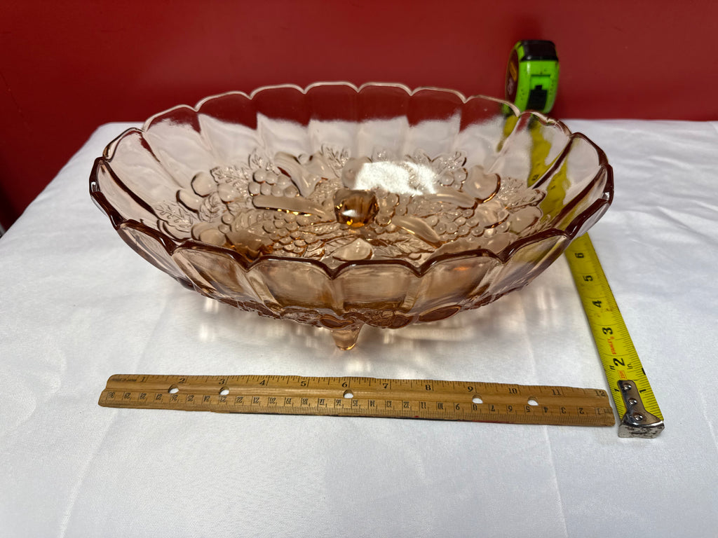 Indian Glass Footed Oval Fruit Bowl