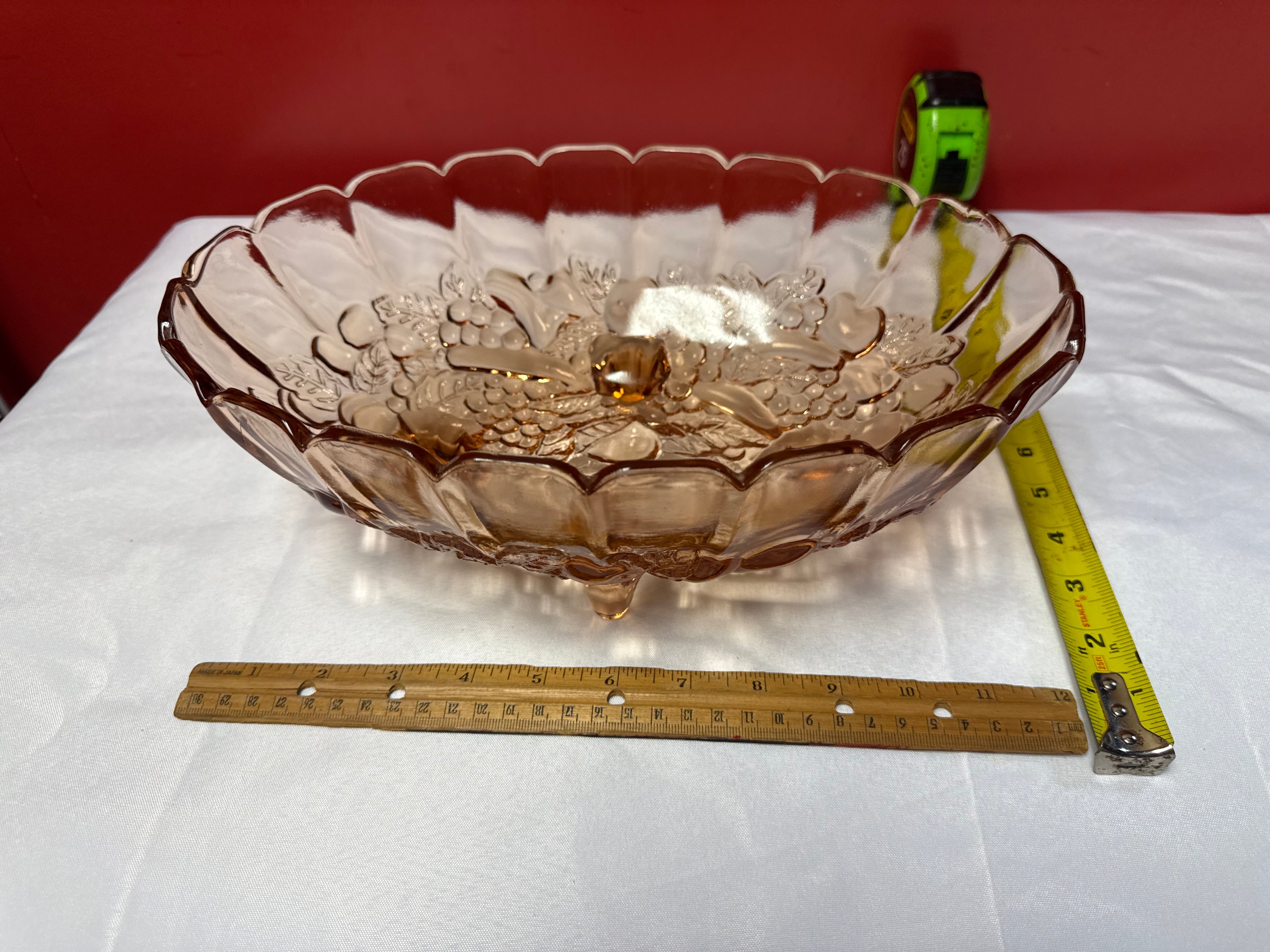 Indian Glass Footed Oval Fruit Bowl