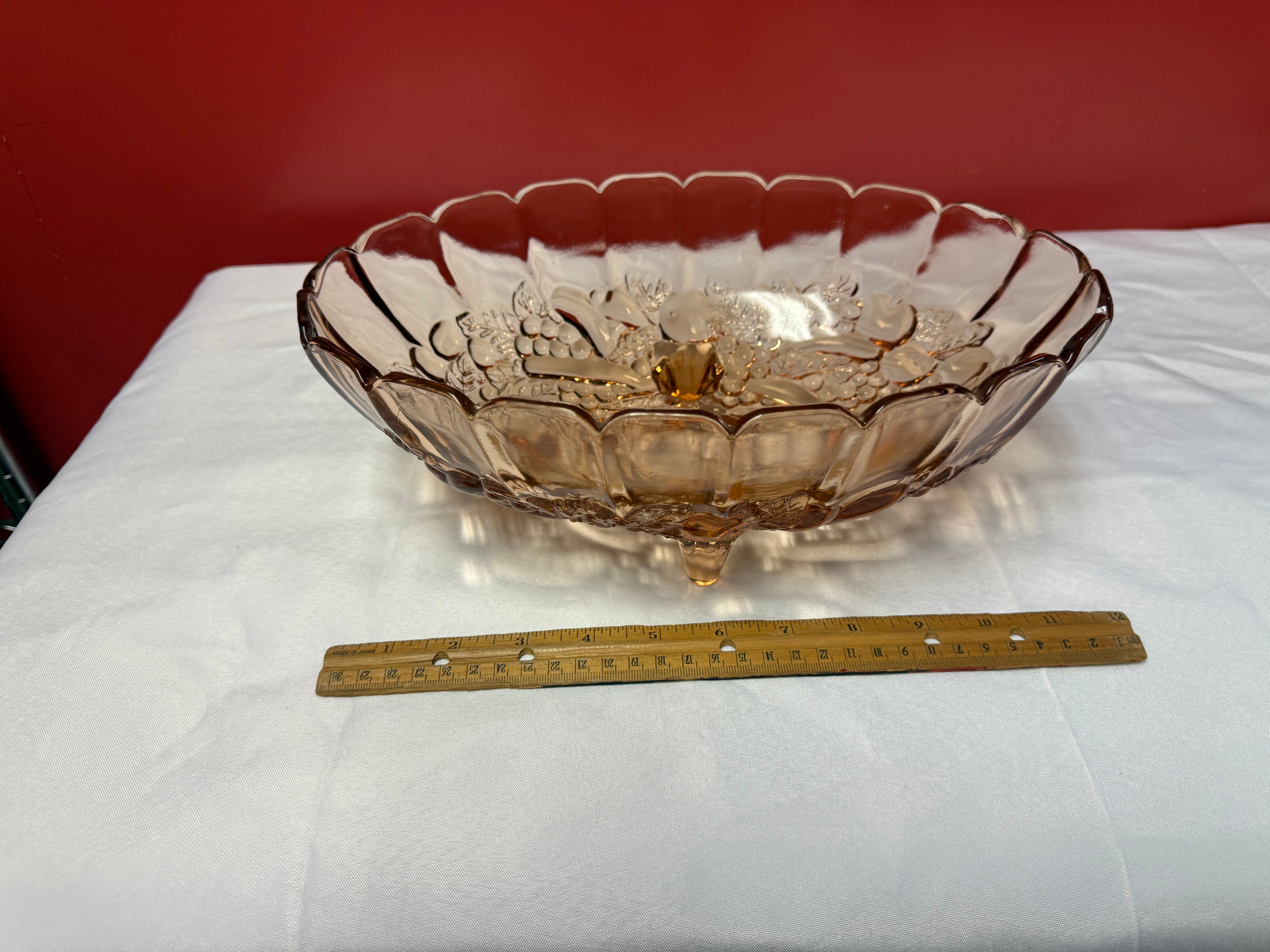 Indian Glass Footed Oval Fruit Bowl