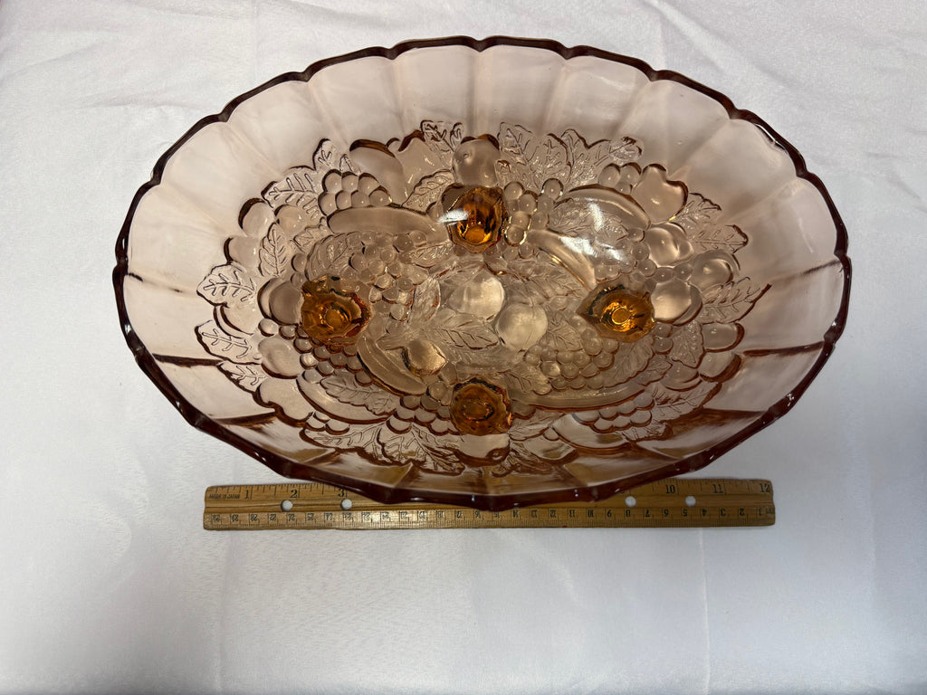 Indian Glass Footed Oval Fruit Bowl