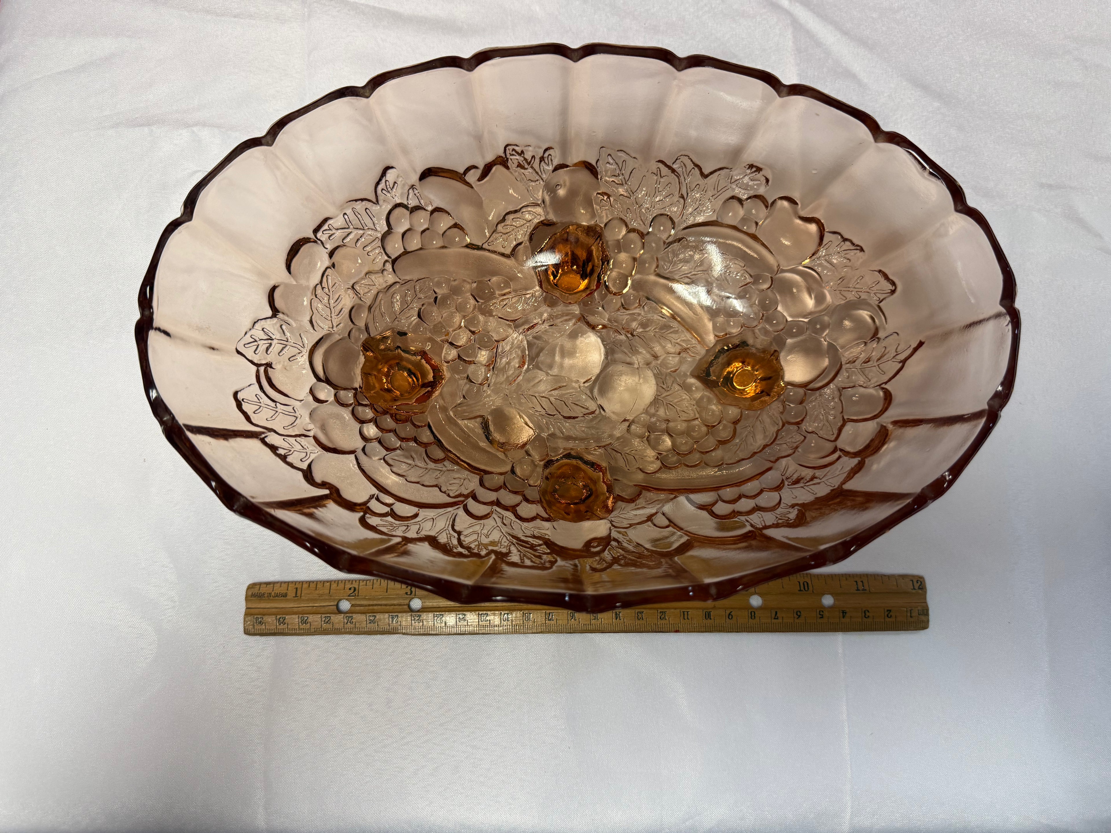 Indian Glass Footed Oval Fruit Bowl