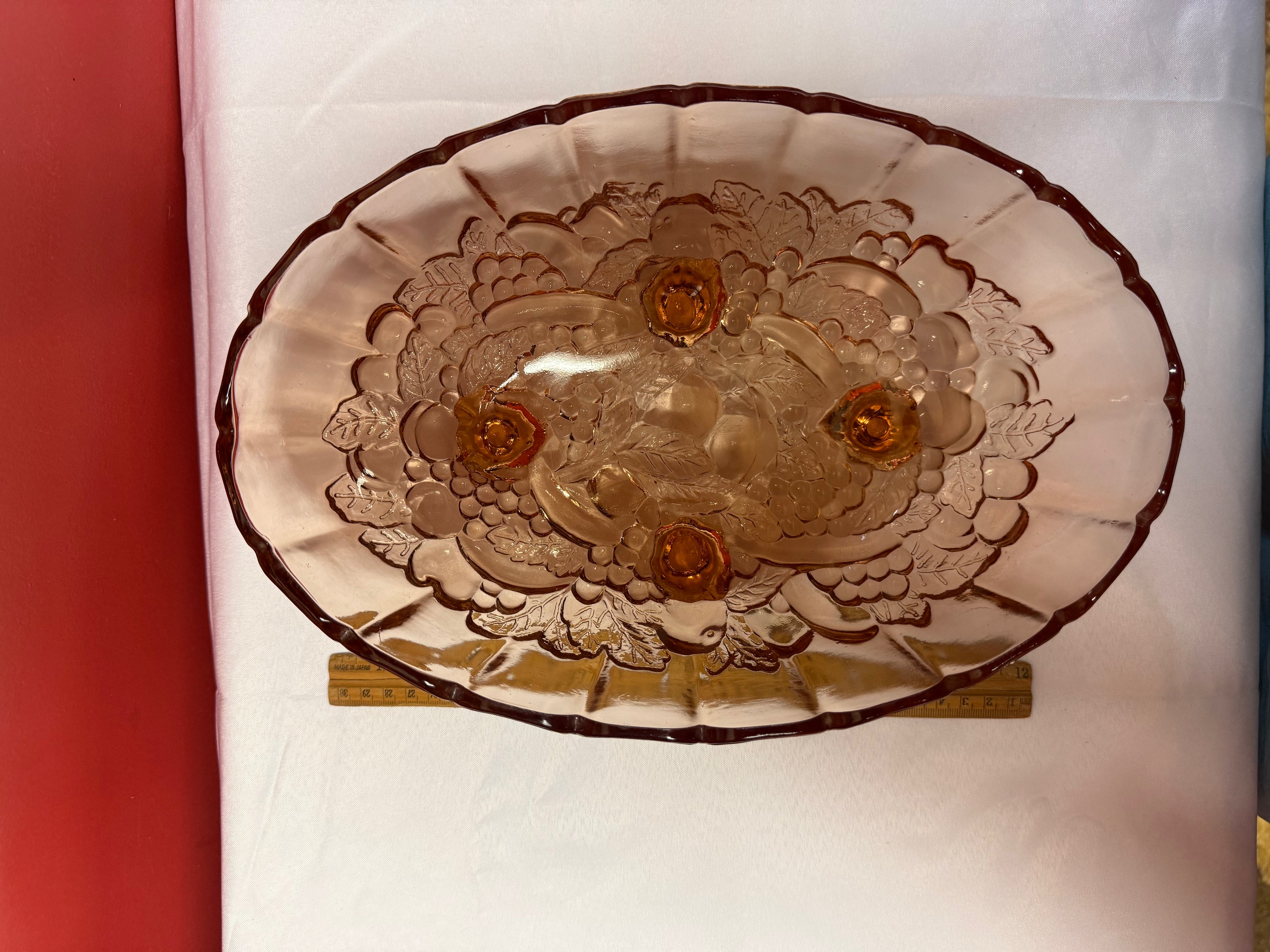 Indian Glass Footed Oval Fruit Bowl