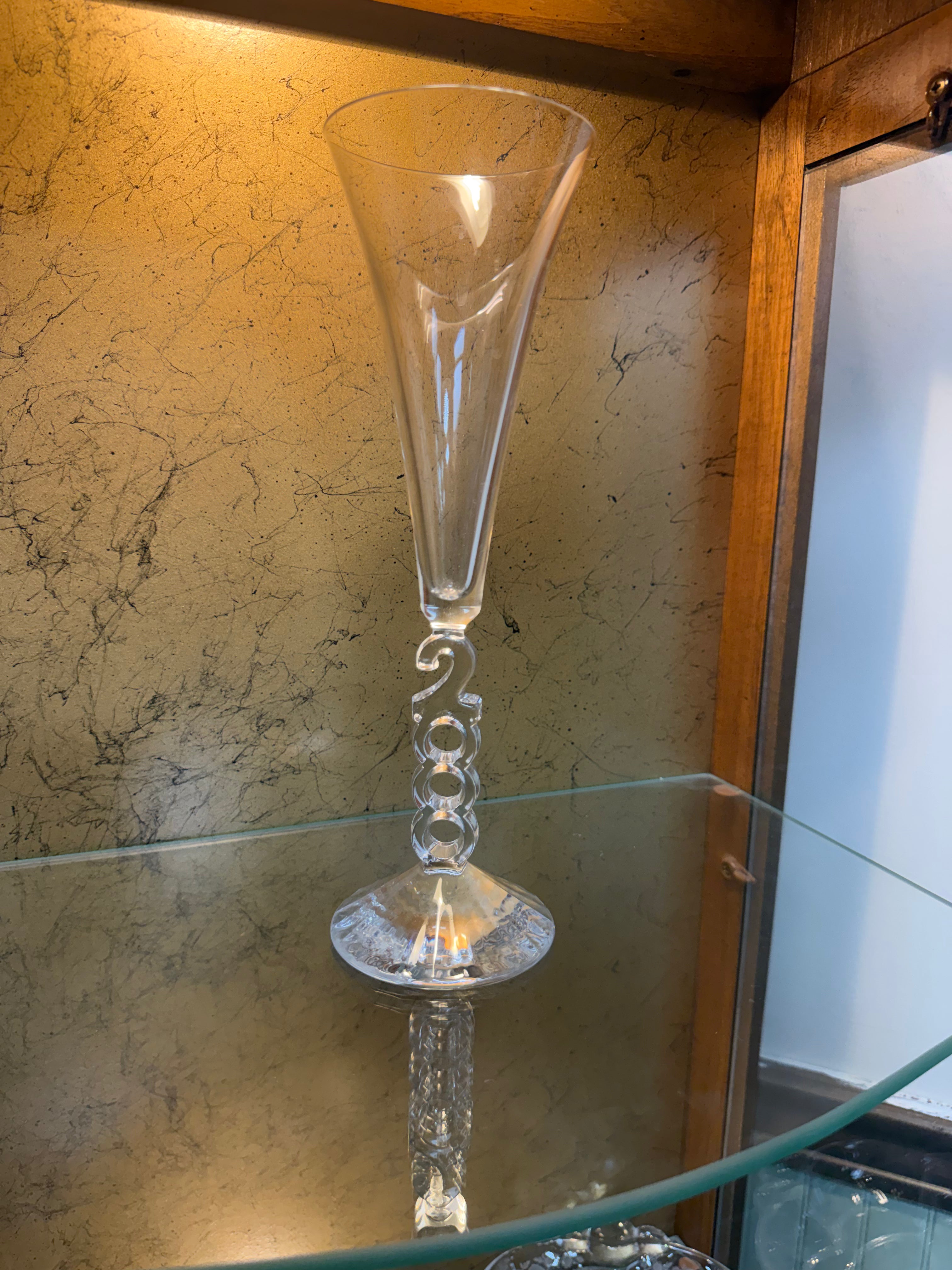 Millennium 2000 Champagne Flute 10.25" Clear Glass Y2K Toasting Glass Vintage