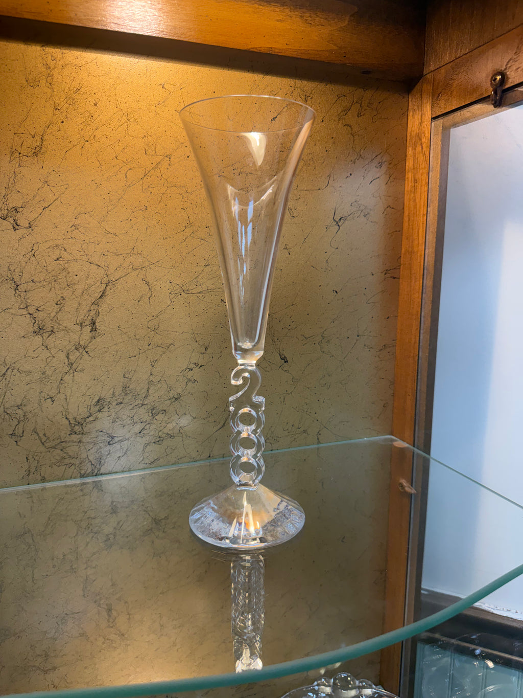 Millennium 2000 Champagne Flute 10.25" Clear Glass Y2K Toasting Glass Vintage