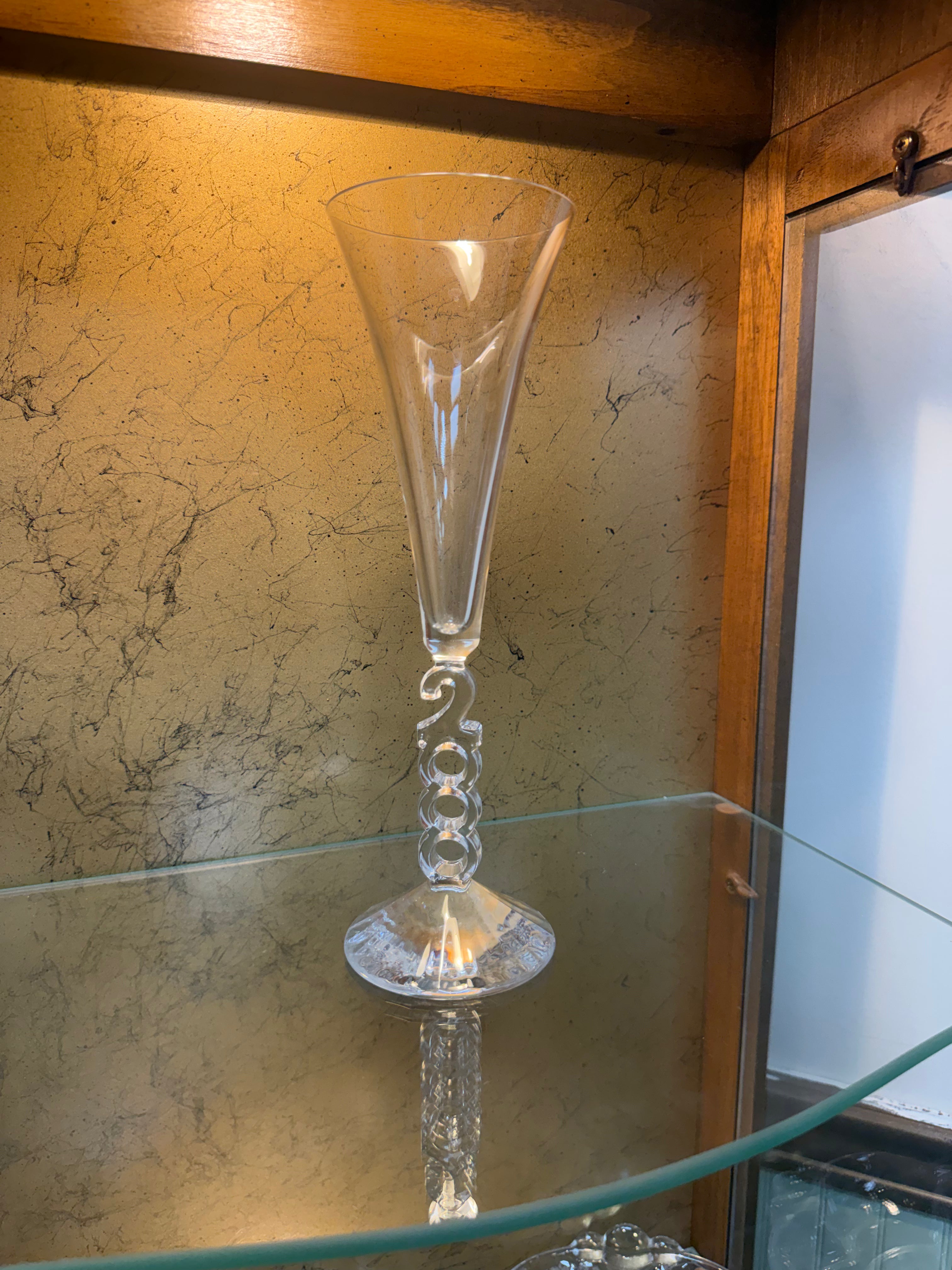 Millennium 2000 Champagne Flute 10.25" Clear Glass Y2K Toasting Glass Vintage